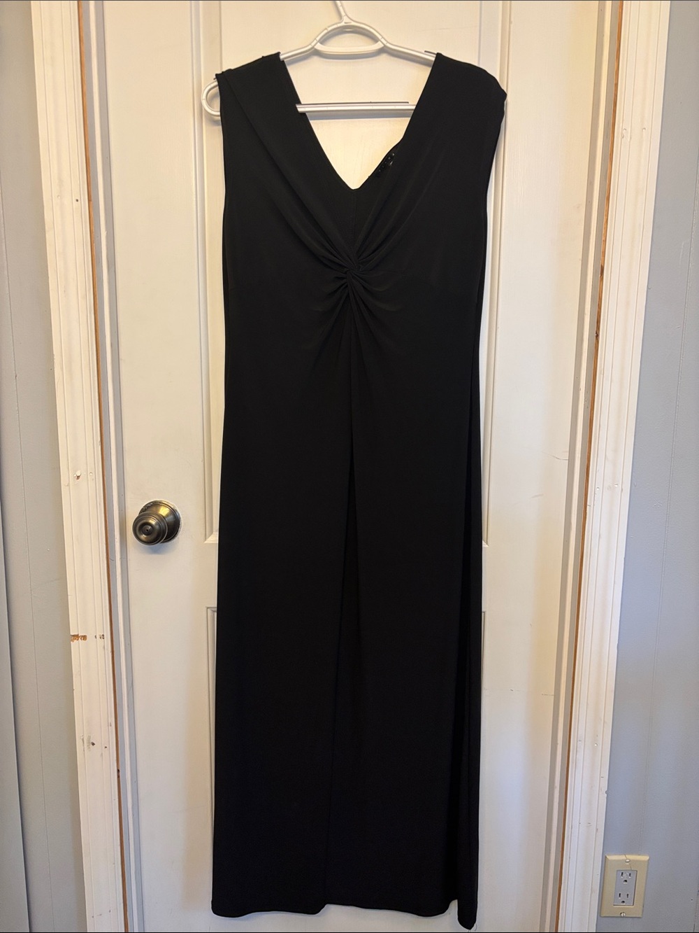 Tiana B. Black V-Neck Maxi Dress with Twist Front